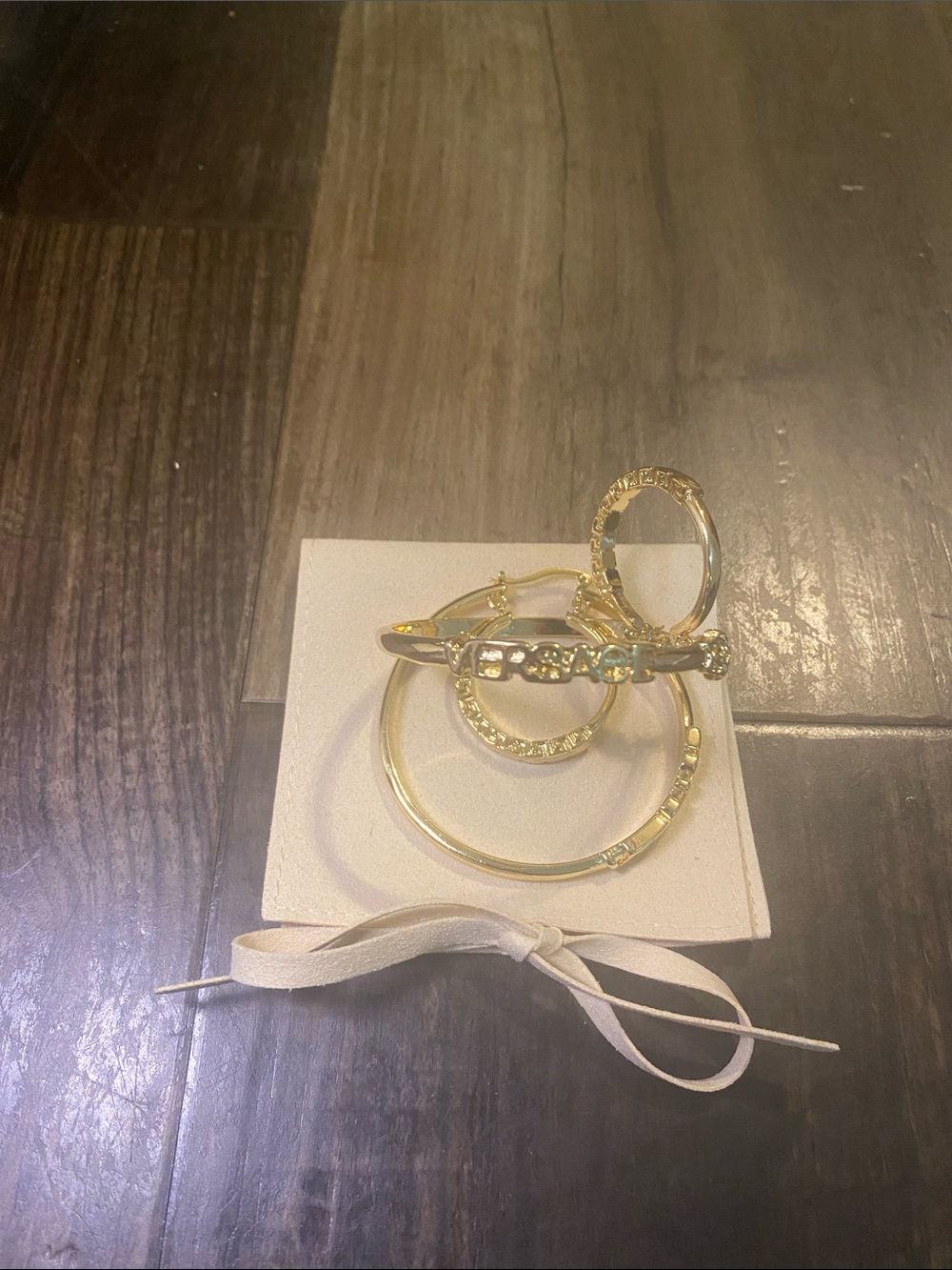 Retro Versace Gold-Tone Double Hoop Earrings - Picture 2 of 5